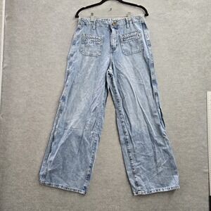 Old Navy Women Jeans 6 Light Blue Denim Wide-Leg High-Rise Baggy Y2K